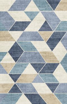 Central Oriental Rugease Devika 5" x 7" Beige and Blue Area Rug, , large