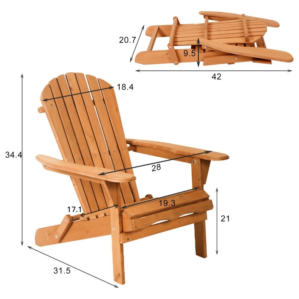 Furniture of America Raye Folding Patio Adirondack Chair in Natural, , large