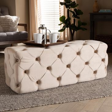 Baxton Studio Jasmine Bench in Beige, , large