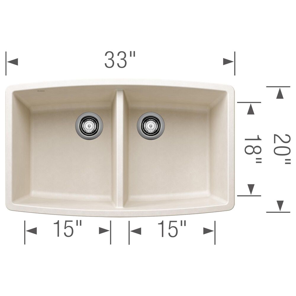 Blanco Performa 33&quot; Equal Double Bowl Kitchen Sink in Soft White, , large