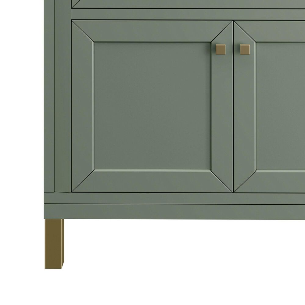 James Martin Vanities Chicago 36&quot; Single Bathroom Vanity in Smokey Celadon with 3 cm Carrara White Marble Top and Rectangular Sink, , large