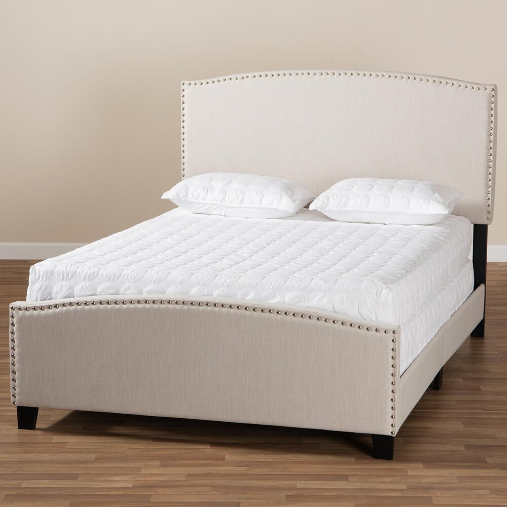 Baxton Studio Morgan King Bed with Beige Upholstered in Black, , large
