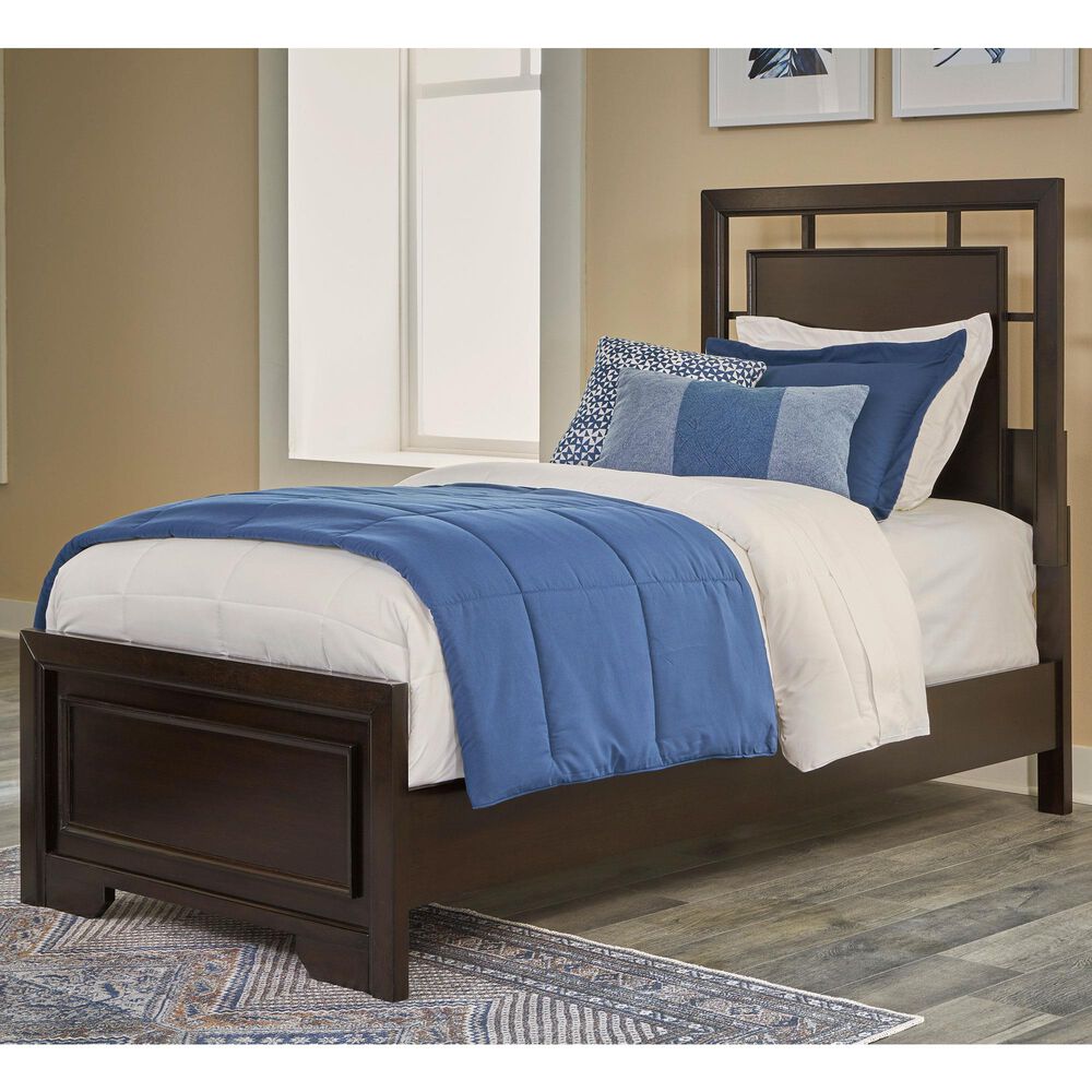 Ashley Covetown Twin Panel Bed in Dark Brown, , large