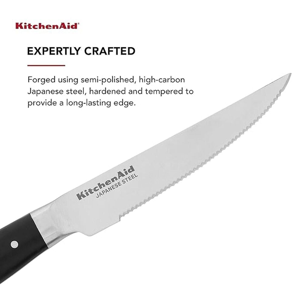 KitchenAid Gourmet 4-Piece Steak Knife Set in Stainless Steel and Black, , large