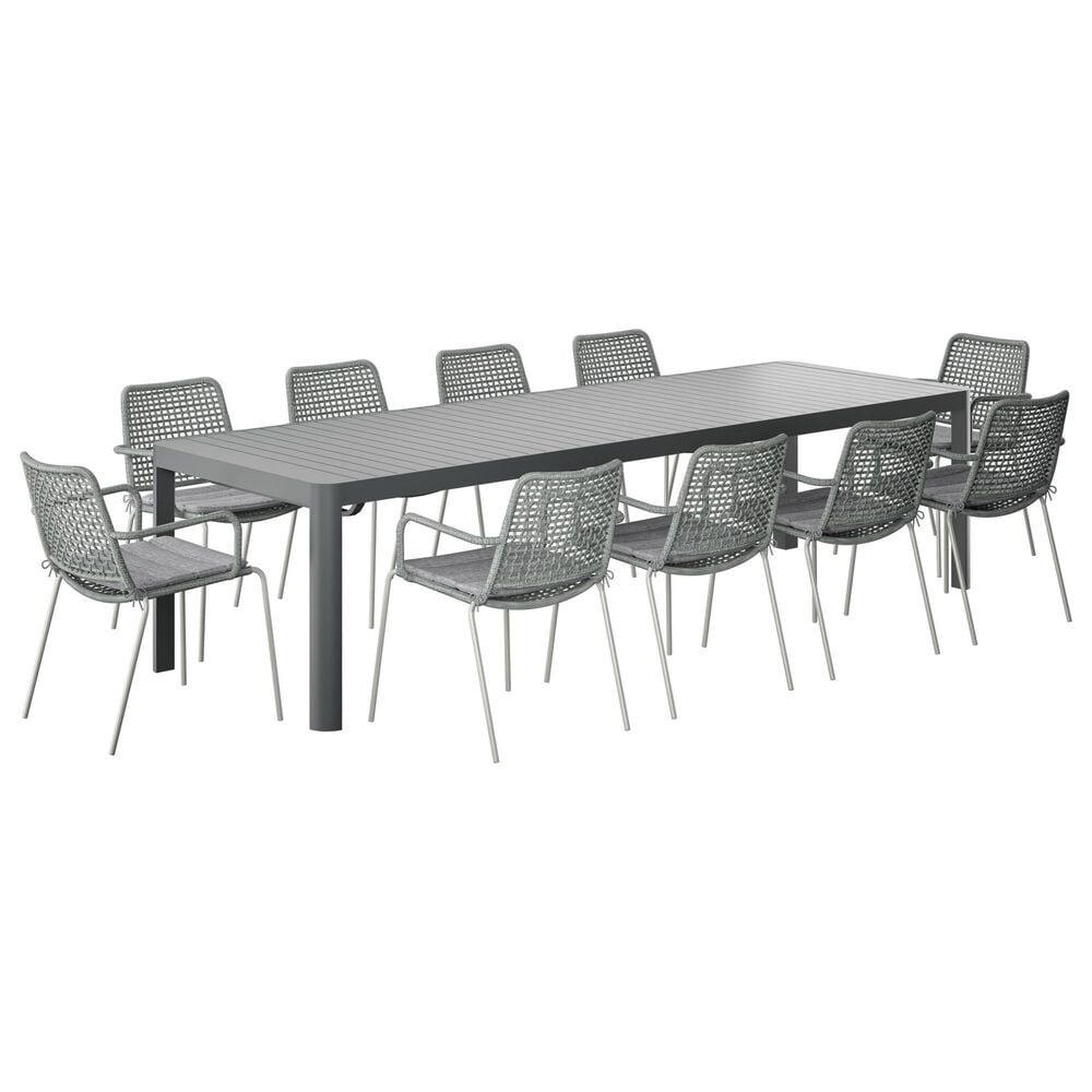 International Home Miami Mata 11-Piece Rectangular Extendable Patio Dining Set in Grey, , large