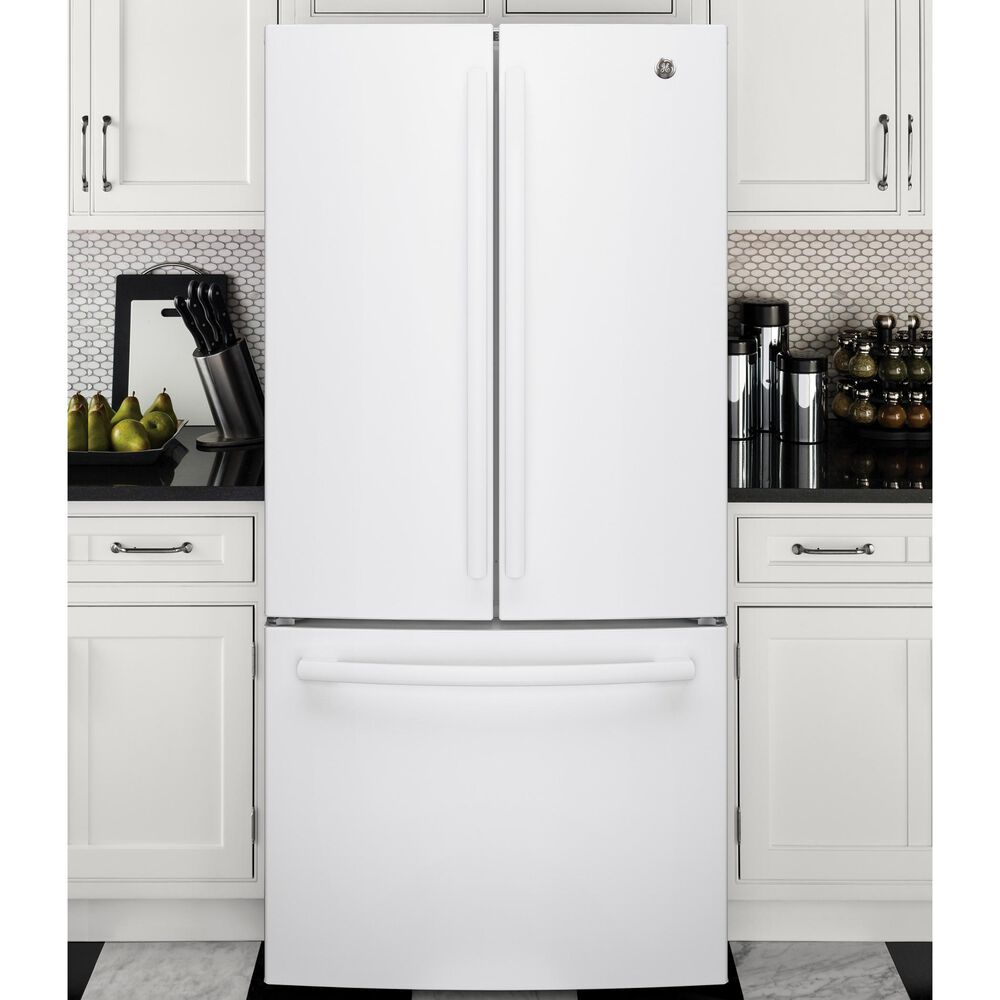 GE Appliances 18.6 Cu. Ft. Counter-Depth French-Door Refrigerator in White, , large