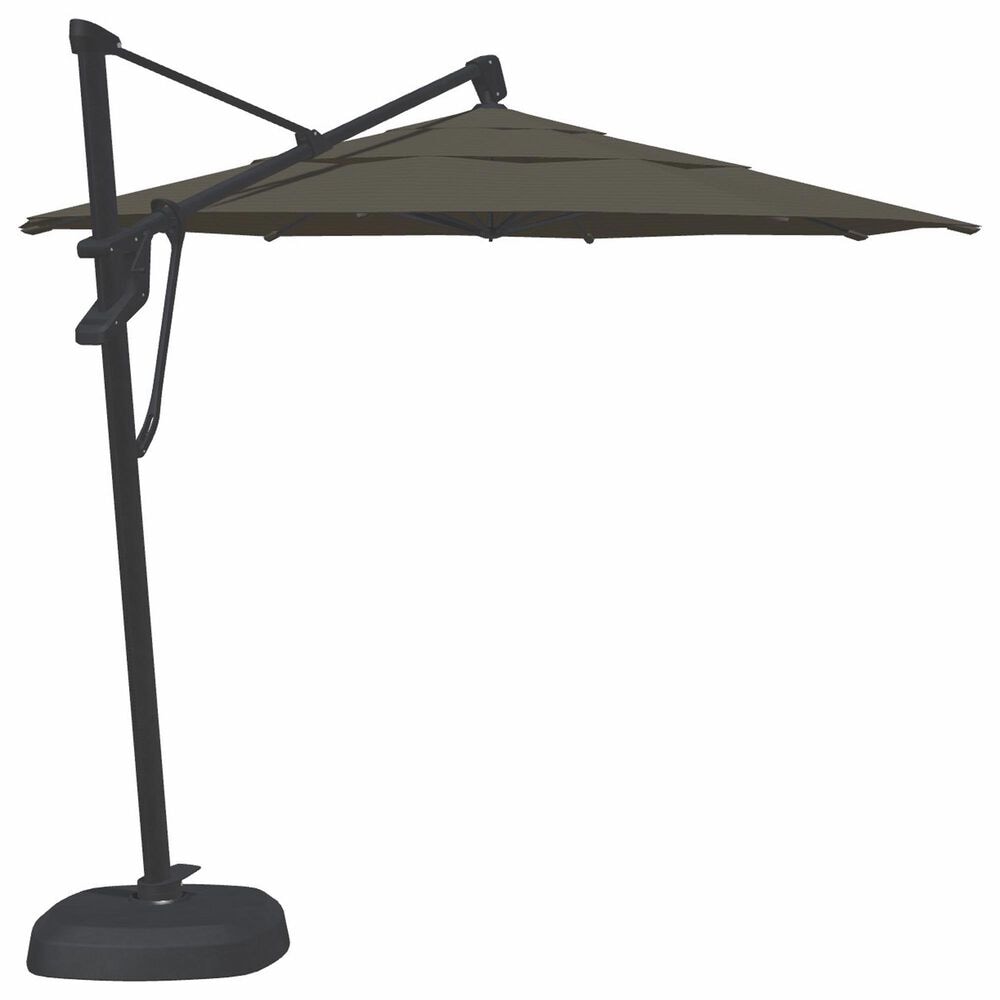 Garden Party Starlux AKZ Plus 11" Octagon Cantilever Umbrella with Black Base in Latitude Gray, , large