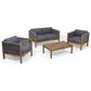 Hearth and Haven Laurel 4-Piece Outdoor Chat Set with Teak Coffee Table in Dark Gray, , large