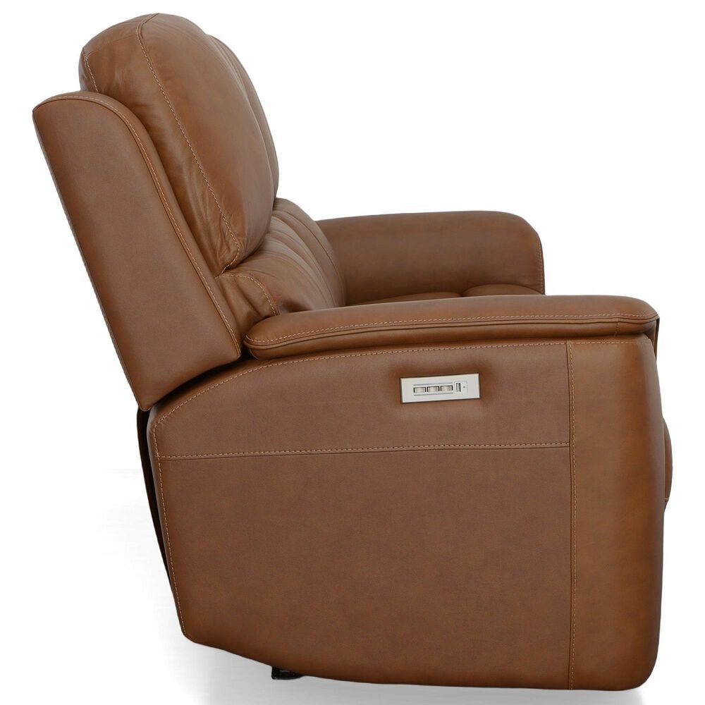 Flexsteel Henry Power Reclining Sofa and Loveseat Set in Caramel Brown, , large