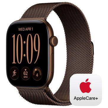Apple Watch Series 12 (GPS) 46mm Dark Bronze Aluminum Case with Dark Bronze Milanese Loop - M/L and 2-Year AppleCare+, , large