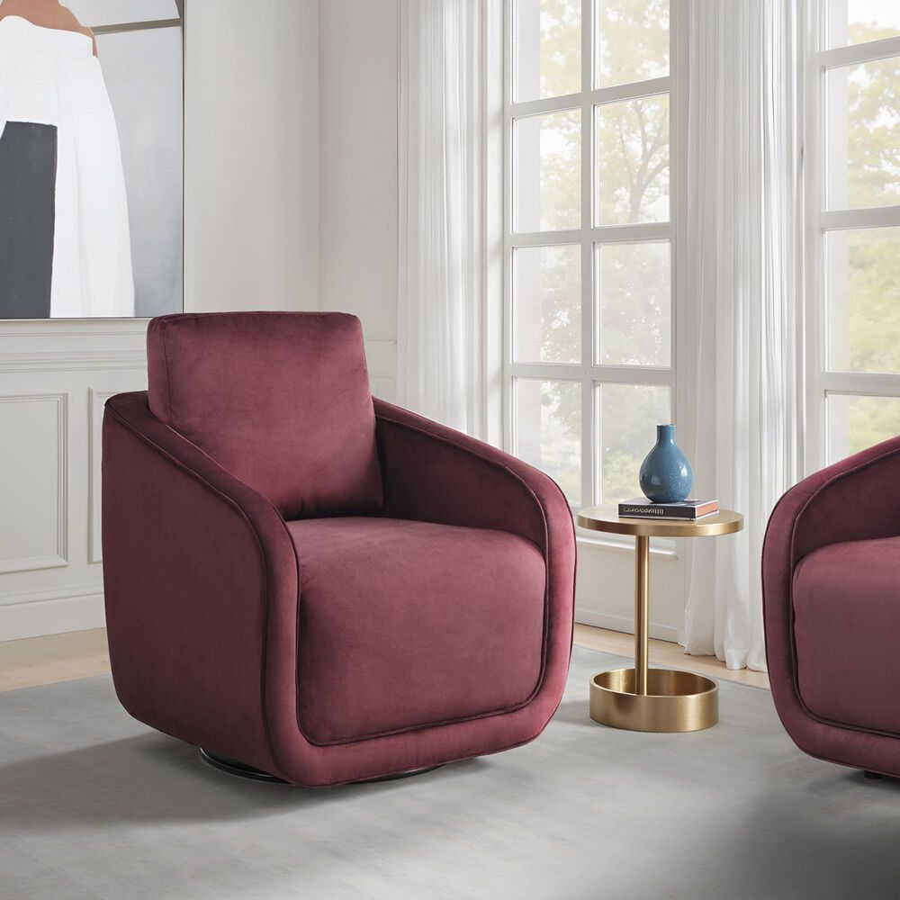 Lifestyle Solutions Lydia Swivel Accent Chair in Plum, , large