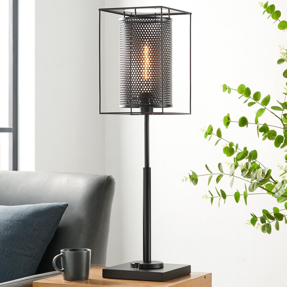 Lite Source Stein Table Lamp with Edison Bulb in Black, , large