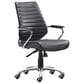 Zuo Modern Enterprise Low Back Office Chair with Black Faux Leather in Chrome, , large