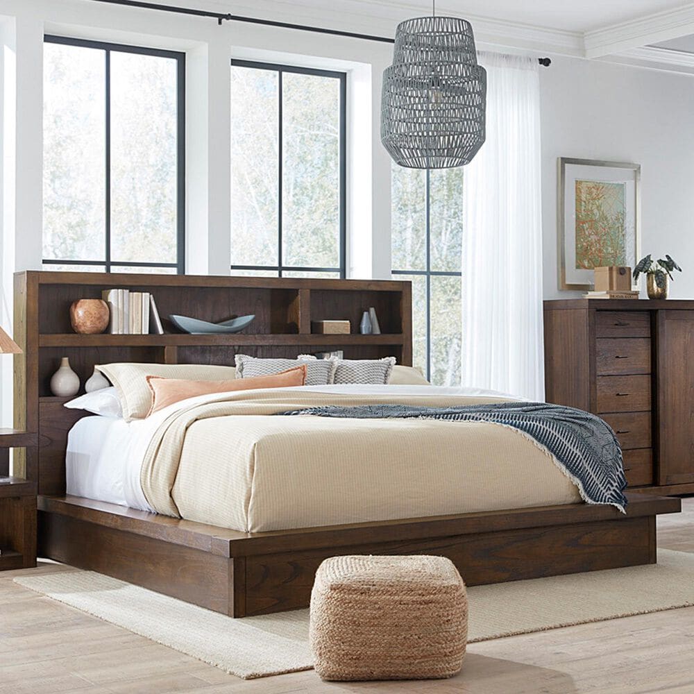 Riva Ridge Modern Loft Queen Platform Bed in Brownstone, , large