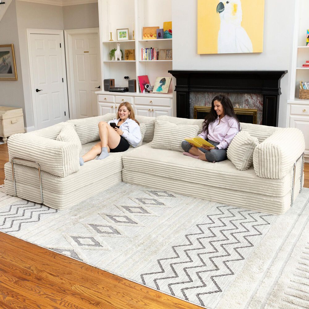 Jaxx Unsofa 2-Piece Modular Right Facing L-Shaped Sectional in Ivory, , large