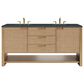 James Martin Vanities Solene 72" Double Bathroom Vanity in Seaside Oak with 3 cm Charcoal Soapstone Quartz Top and Rectangular Sinks, , large