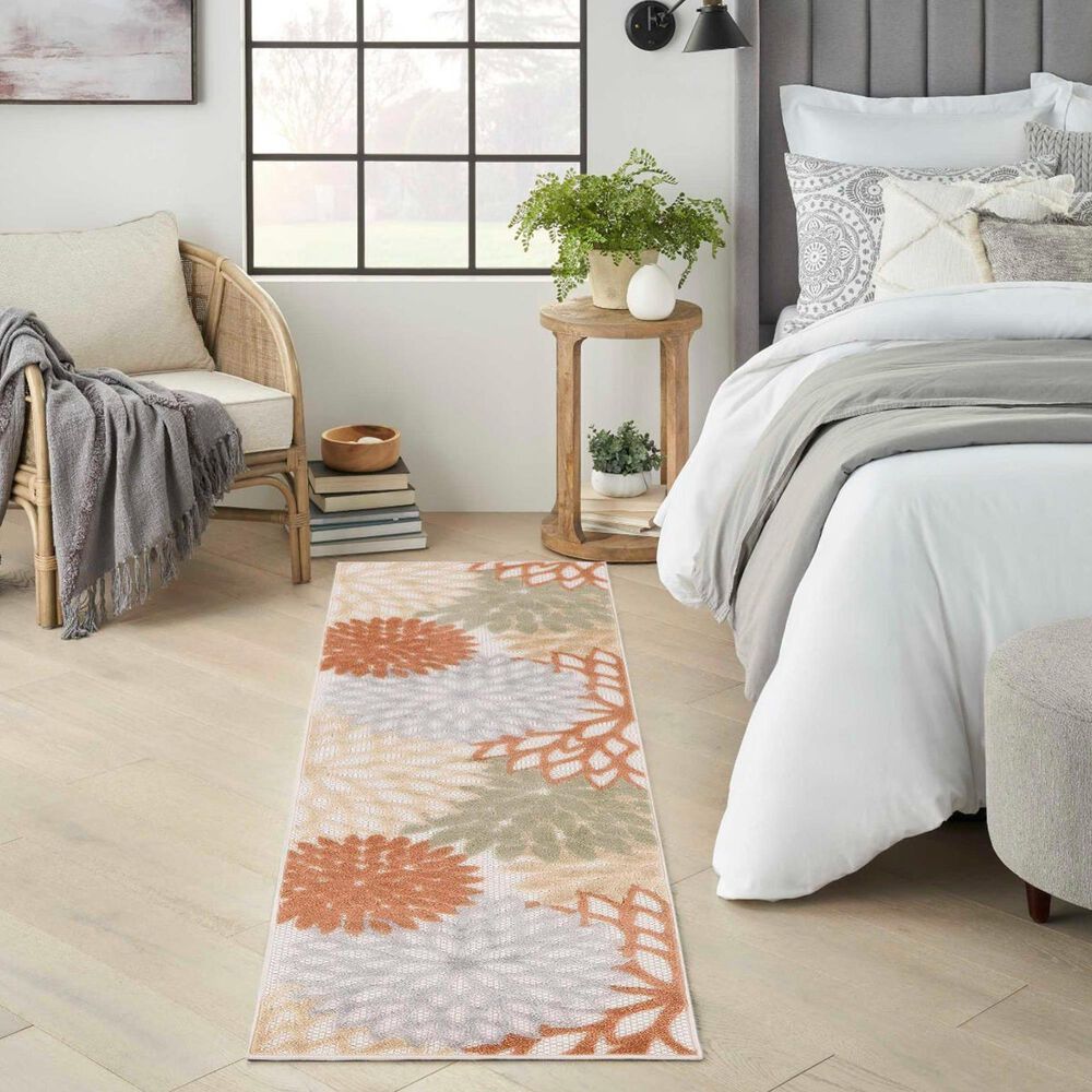Nourison Aloha ALH05 2&#39;3&quot; x 8&#39; Ivory and Multicolor Indoor/Outdoor Runner, , large
