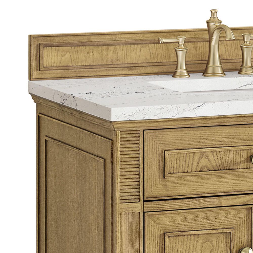 James Martin Vanities Lorelai 72&quot; Double Vanity in Light Natural Oak with 3 cm Ethereal Noctis Quartz Top, , large
