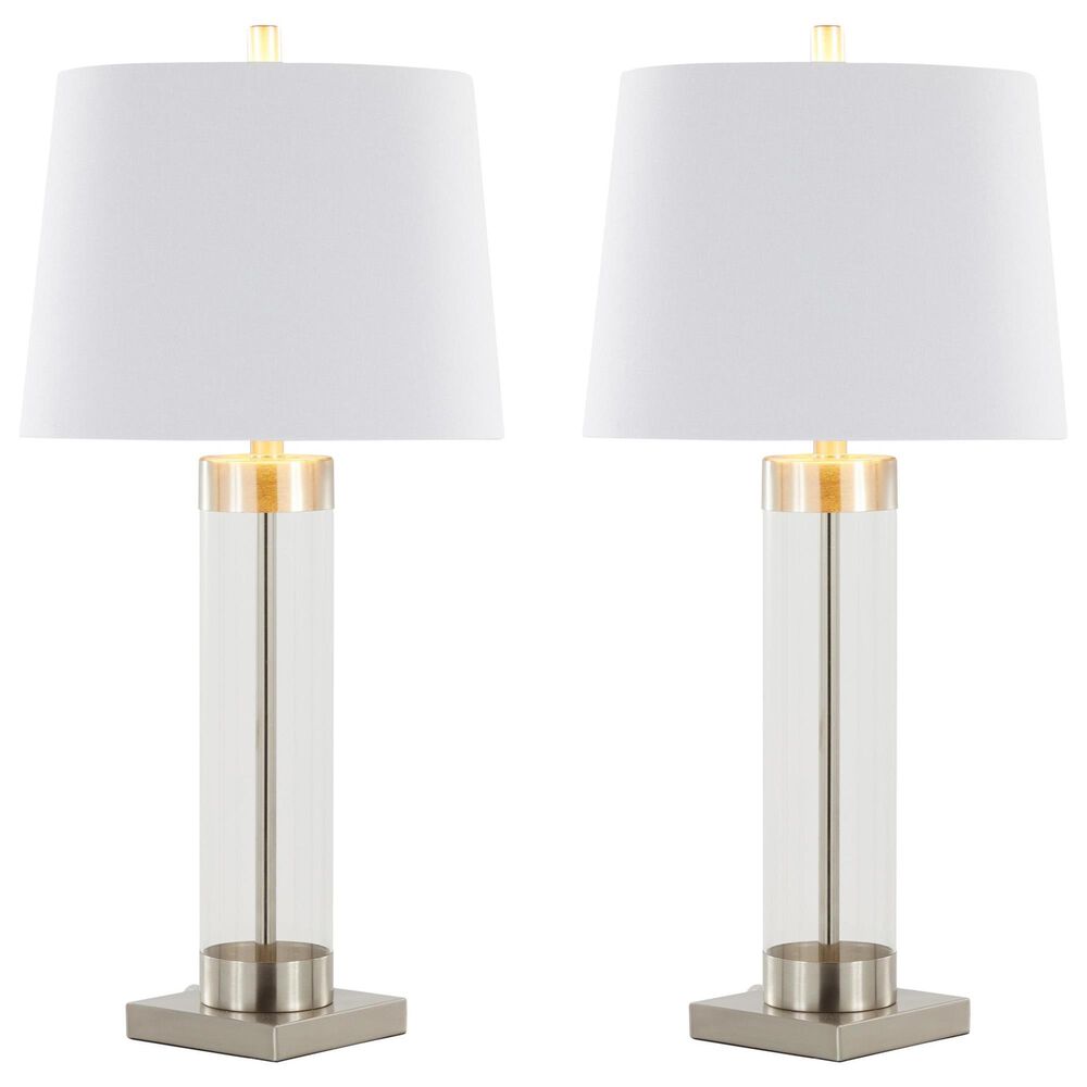 LumiSource Glacier Glass Table Lamp in Clear and Brushed Nickel (Set of 2), , large