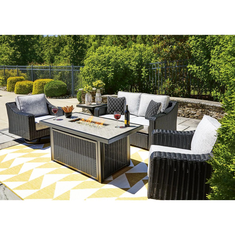 Ashley Beachcroft Rectangular Fire Pit Table in Black and Light Gray, , large