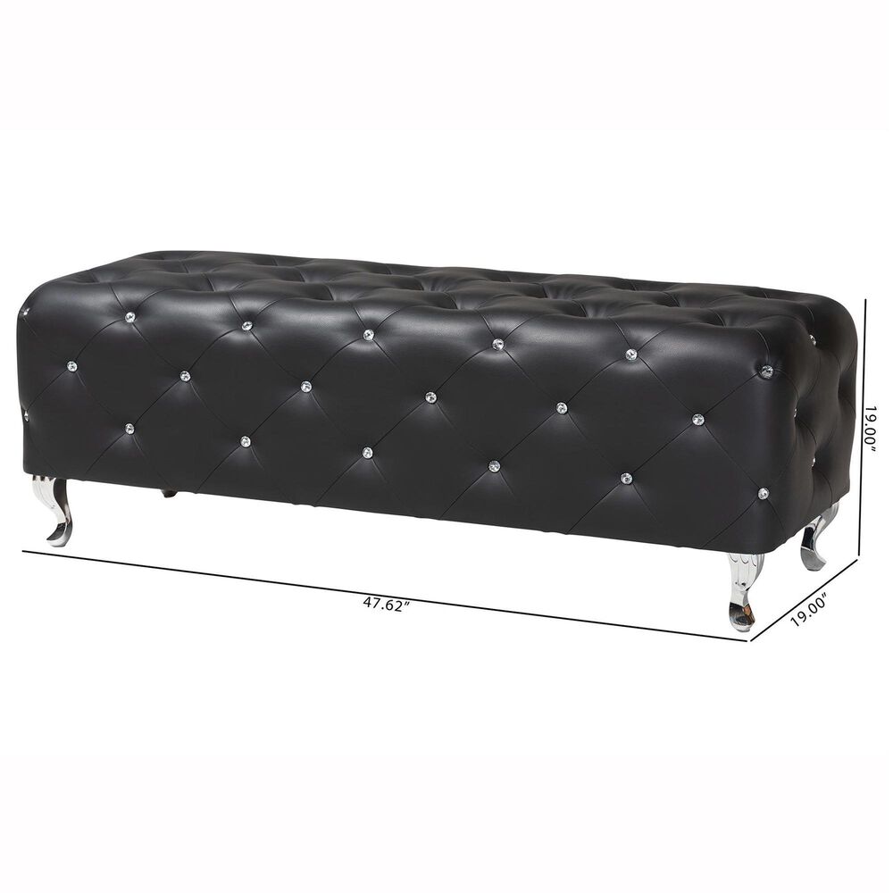 Baxton Studio Stella Accent Bench in Black, , large
