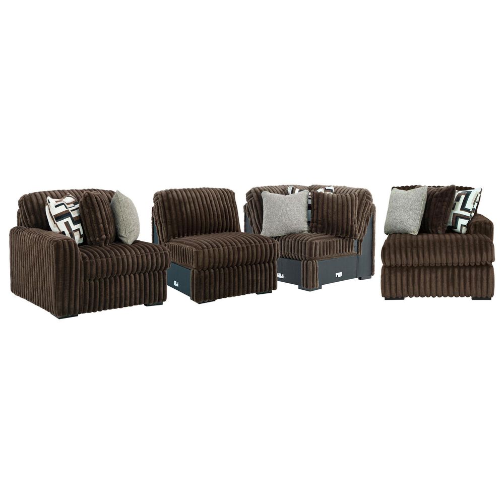 Ashley Midnight-Madness 4-Piece Right Facing Sectional with Chaise in Chocolate, , large