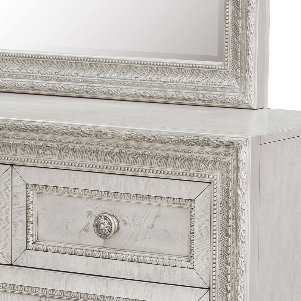 Pulaski Furniture Corp Camila Dresser and Mirror in White and Silver, , large