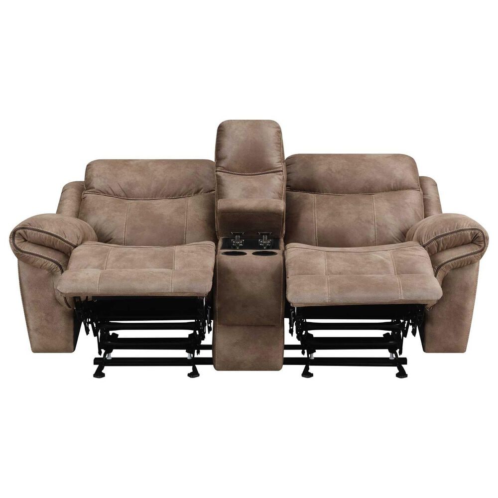 Steve Silver Nashville Manual Glider Recliner Console Loveseat in Cocoa, , large