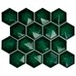 Dal-Tile Artefino Jewel Emerald 3" Pyramid Hexagon Apex on 11" x 12" Porcelain Mosaic Sheet, , large