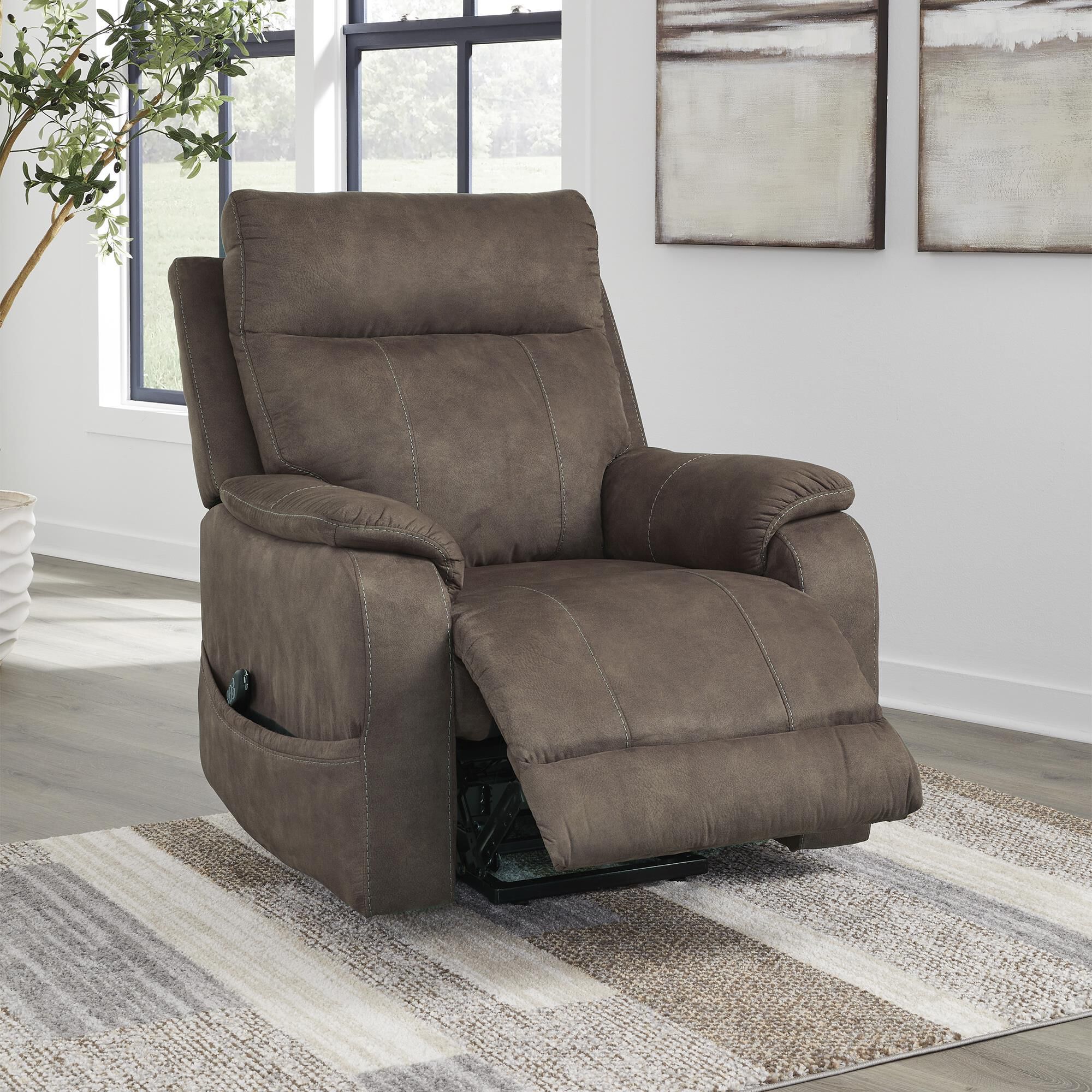 Ashley Crestmeade Power Lift Recliner in Espresso