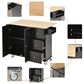 HOMLUX 53" Rolling Mobile Kitchen Island with Solid Wood Top and Locking Wheels in Black, , large