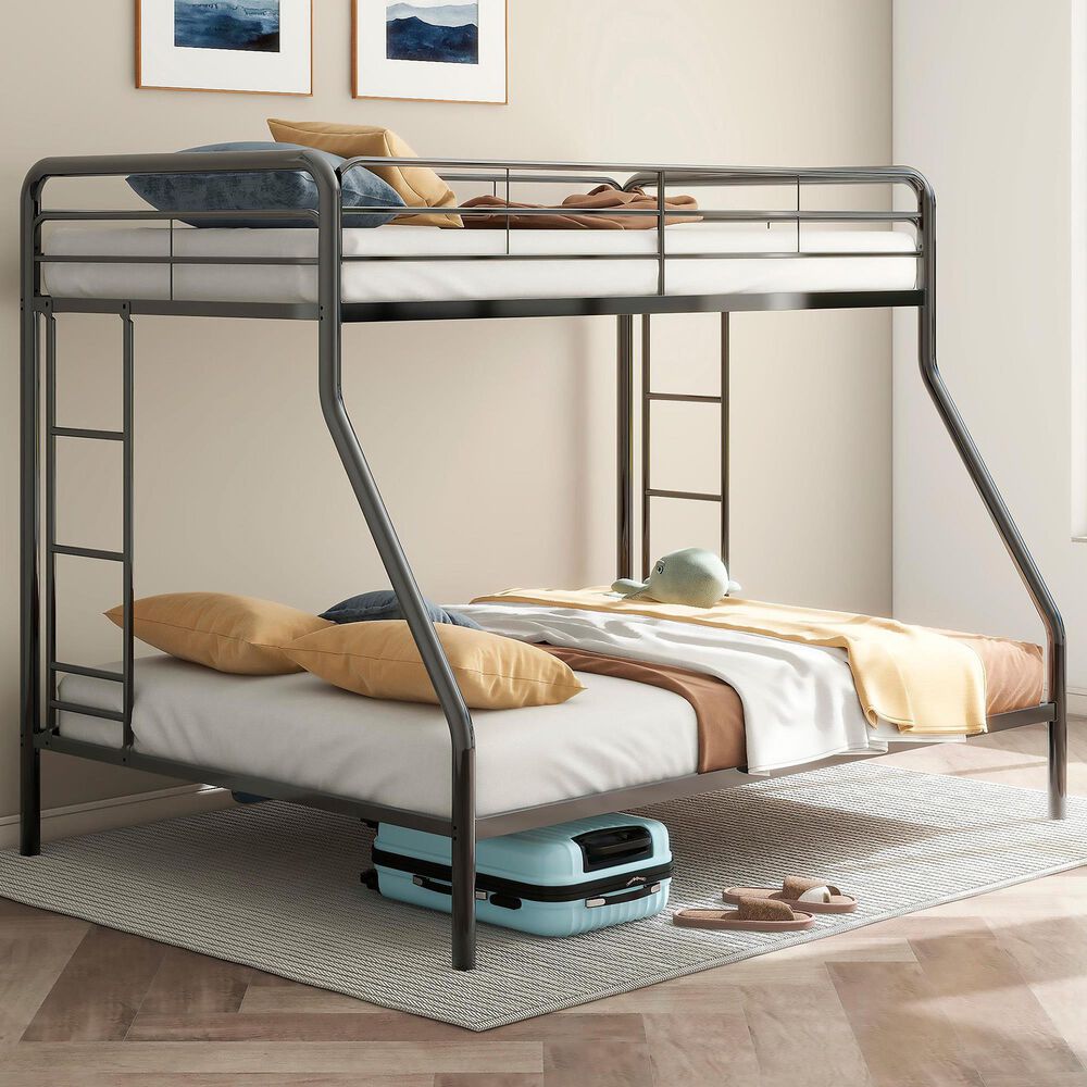 Pacific Landing Carson Twin Over Full Bunk Bed in Glossy Black, , large