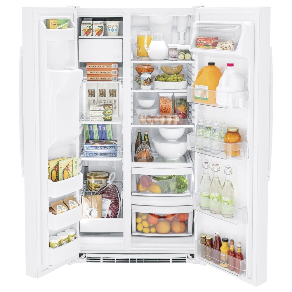 GE Appliances 25.3 Cu. Ft. Side by Side Refrigerator with External Dispenser in White, , large