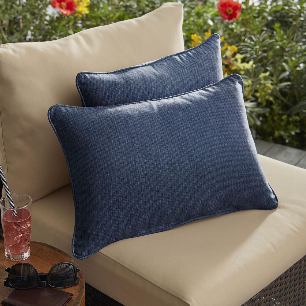 Sorra Home Sunbrella 12" x 24" Pillow in Spectrum Indigo (Set of 2), , large