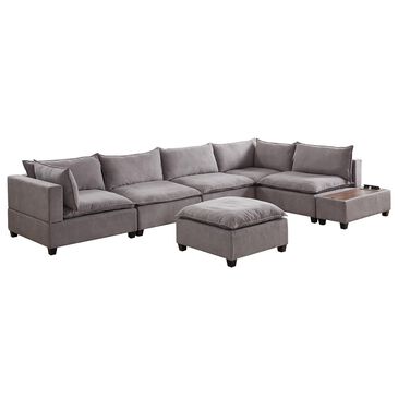 Hearth and Haven Madison 157" 7-Piece Stationary Modular Sectional Set in Light Gray, , large