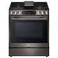 LG 4-Piece Kitchen Package with 26 Cu. Ft. French Door Refrigerator, Gas Range and Pocket Handle Dishwasher in Black Stainless Steel, , large