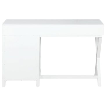 Linden Boulevard Peggy Side Storage Flat Top Writing Desk in White, , large