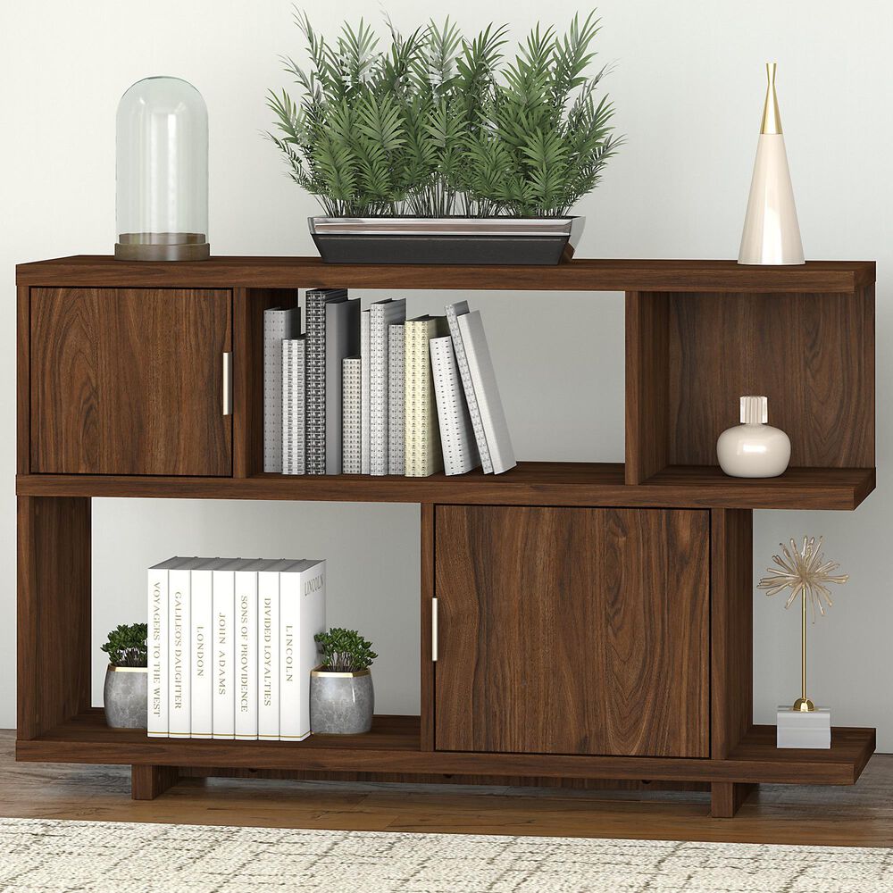 Bush Madison Avenue Low Bookcase in Modern Walnut, , large