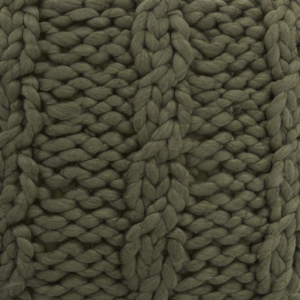 K &amp; K Interiors 20" Square Hand Knit Braided Throw Pillow in Green, , large