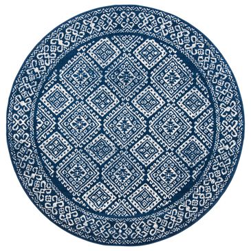 Safavieh Tulum Traditional 6"7" Round Ivory and Navy Area Rug, , large