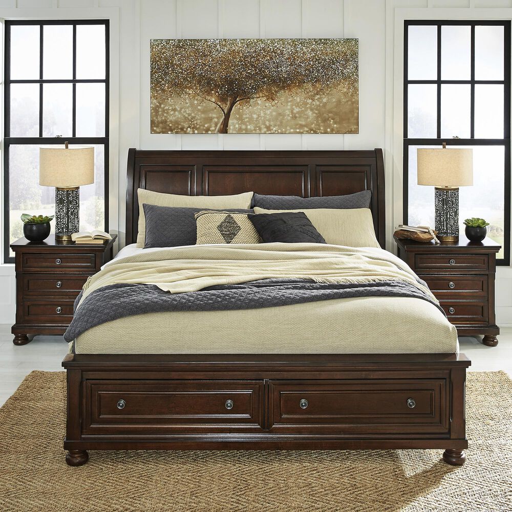 Signature Design by Ashley Porter 3Piece King Bed and Two Nightstands in Rustic Brown NFM