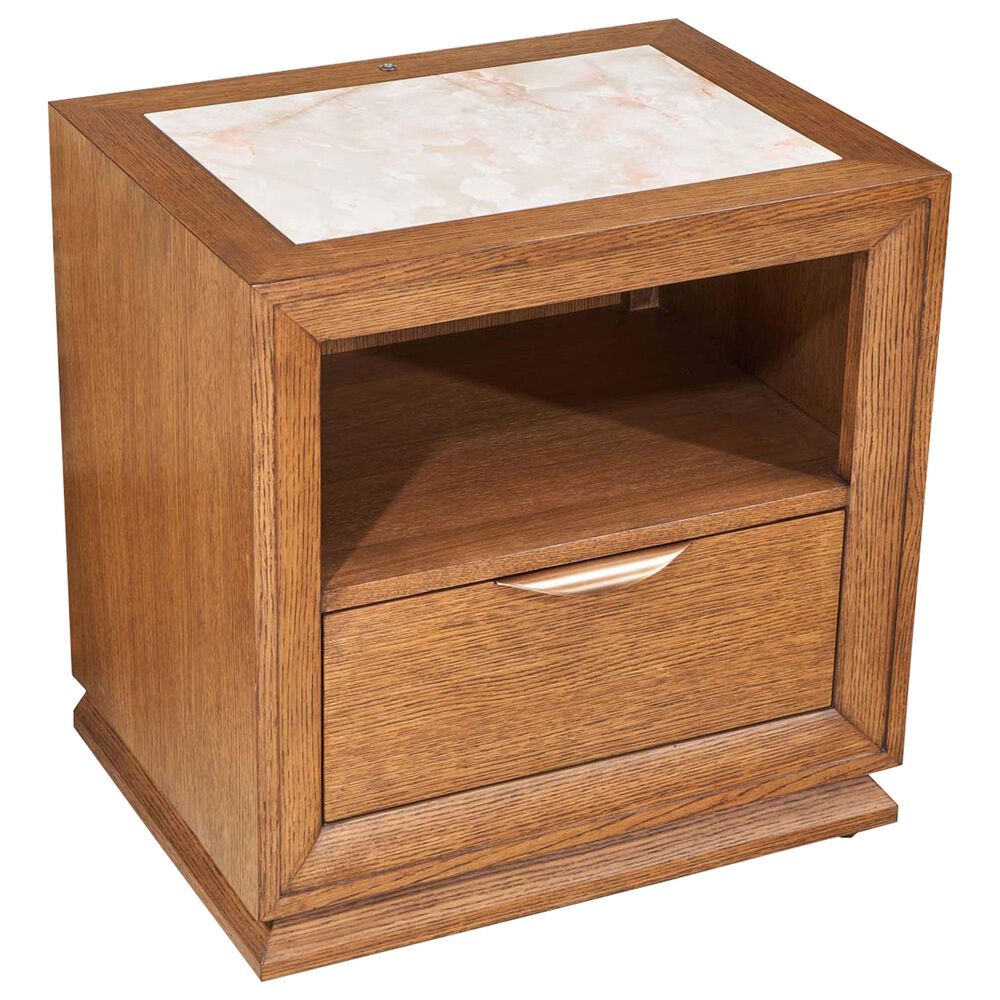 Vista Haus Portrait 1-Drawer Nightstand with LED Lights in Sienna Brown, Cream and Peach, , large