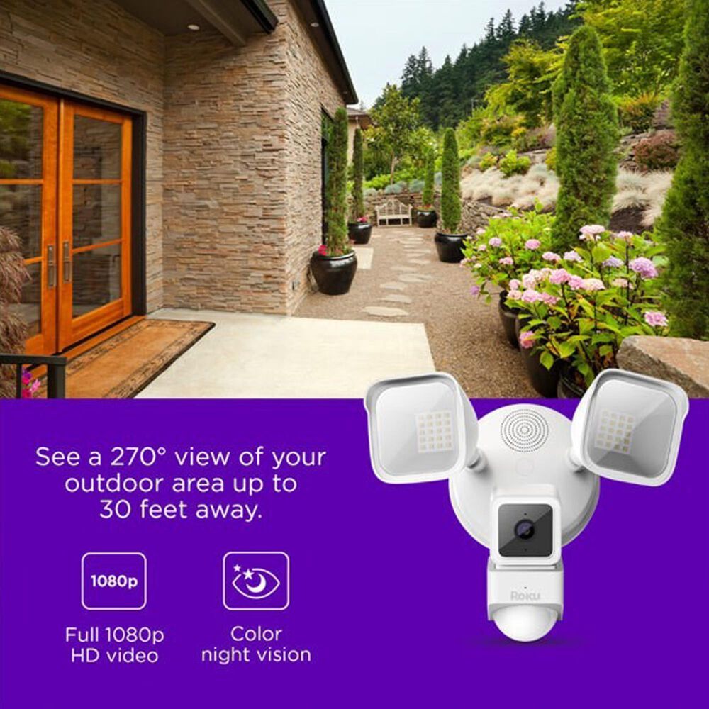 Roku Smart Home Floodlight Camera in White, , large