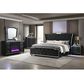 Pacific Landing Lorient 5 Piece King Wingback Bedroom Set with Flame Effect in Black Velvet, , large