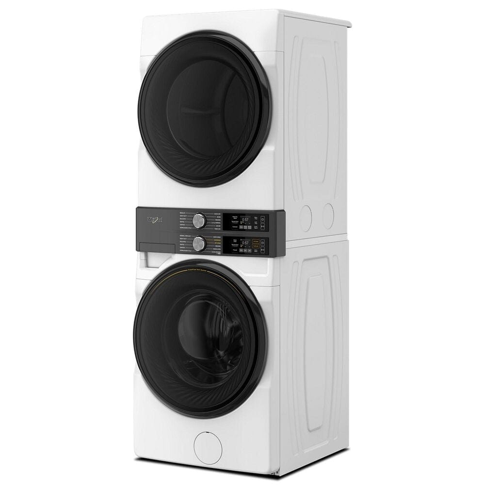 Whirlpool 4.5 Cu. Ft. Smart Front Load Washer and 7.4 Cu. Ft. Electric Dryer Stack Laundry in White, , large