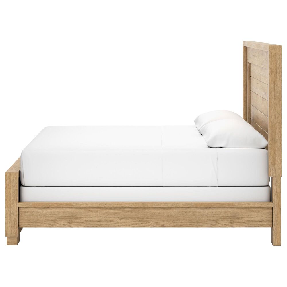 Ashley Galliden King Panel Bed in Light Brown, , large