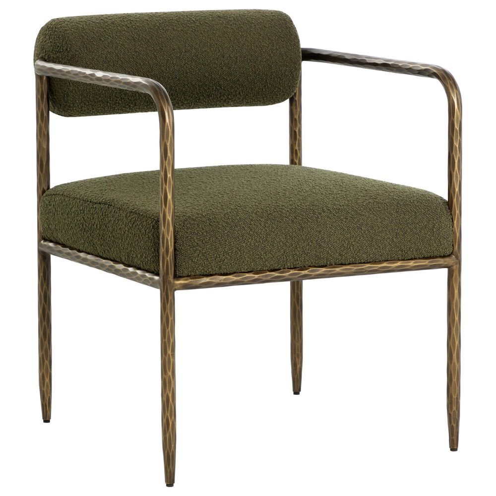 Club Collection By Sunpan Ajani Arm Chair with Copenhagen Olive Cushion in Antique Brass, , large