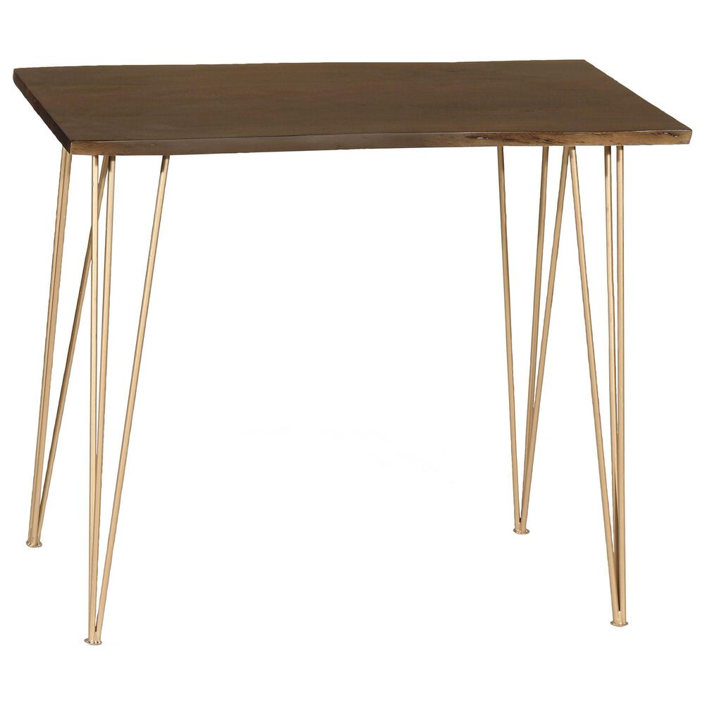 Carolina Chair and Table Seti Live Edge Bar Table in Elm and Gold, , large