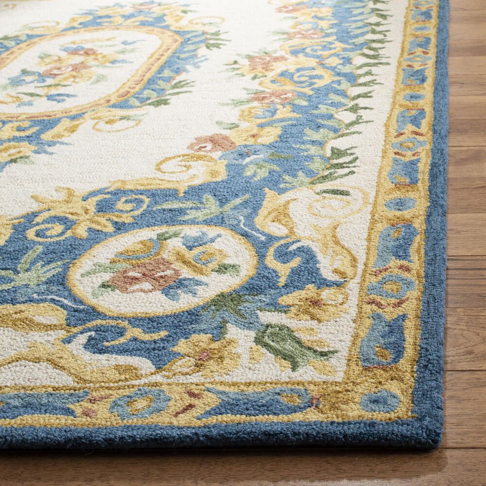 Safavieh Micro-Loop 2&#39;3&quot; x 7&#39; Cream and Blue Runner, , large
