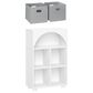 RiverRidge Home Kids Curve Appeal 23" 4-Cubby Bookcase with 2 Gray Bins in White, , large